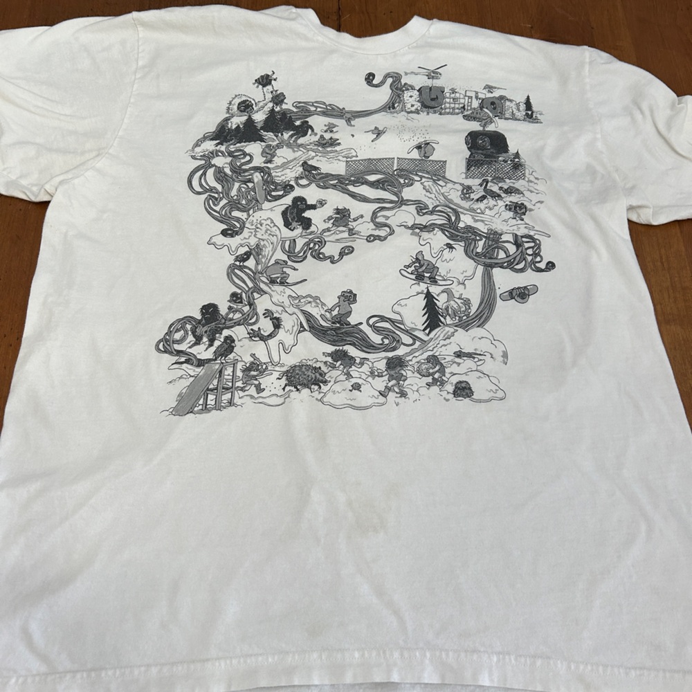 Men’s Doodle Snowboard T-shirt white collectible Burton stains see photos - Picture 1 of 4
